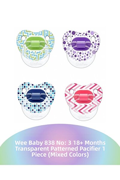 Wee Baby 838 رقم: 3 لهاية شفافة منقوشة للأطفال فوق 18 شهرًا قطعة واحدة (ألوان...