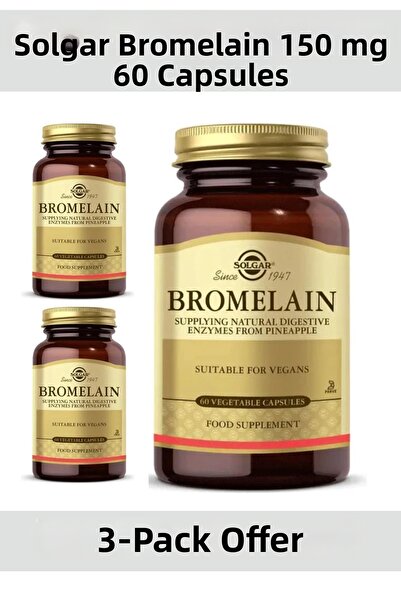 Solgar بروميلين 150 ملجم 60 كبسولة - 3 قطع