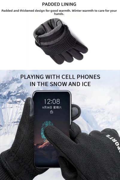 Motiva Fleece Gloves Cold Weather Touchscreen Winter Sports Motorcycle Soldier Tactical Snow Gloves Gray