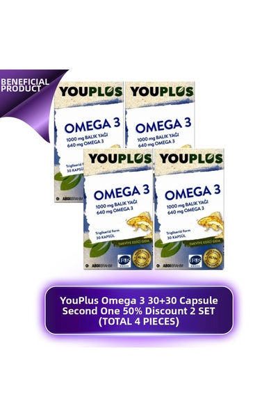 Youplus Omega 3 30+30 Capsules - Second One 50% Off 2 Sets (Total 4 Pieces)