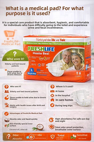 Freshlife Waistband Diapers for Patients m 30 Pieces Adult Absorbent