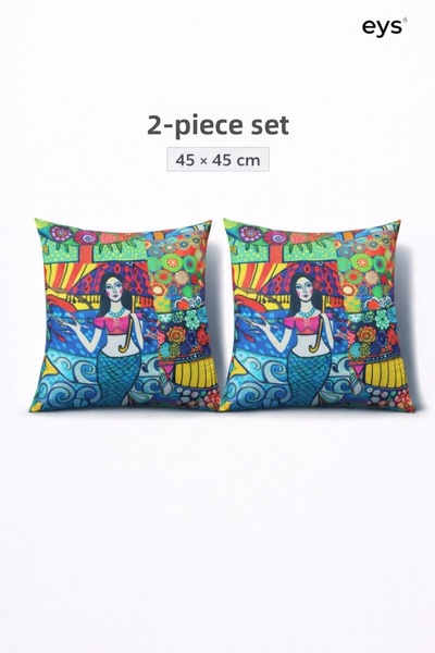 Eys Husă pentru pernă din bumbac digitală cu două fețe cu imprimeu – cu fermo...