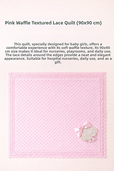 Berço Baby Lace Edged Chickpea Textured Pink Baby Girl Blanket