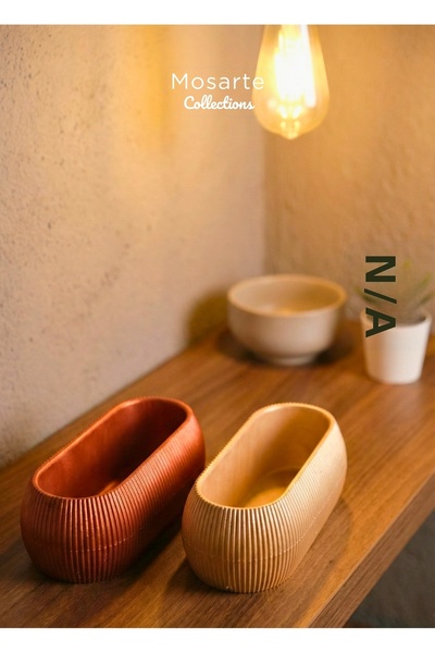 Mosarte مزهرية بتصميم بيضاوي حديث ومضلع / قطعة ديكور مجموعة من قطعتين