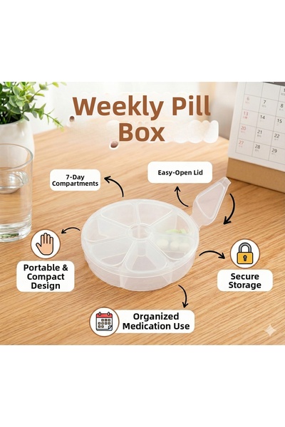 LOVYCO صندوق تخزين الأدوية الأسبوعي البيضاوي