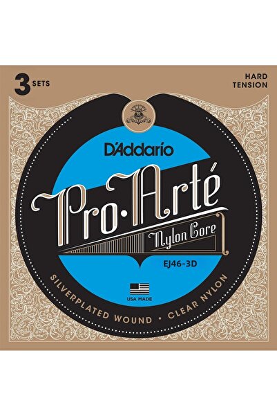 Daddario Set de corzi pentru chitară clasică EJ46-3D Hard Tension, pachet de 3