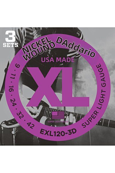 Daddario مجموعة أوتار جيتار كهربائي من سلسلة D'Addario EXL120-3D XL نيكل (خفي...