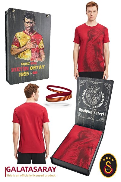 Galatasaray Original Licensed Aslan Printed T-Shirt + Bracelet Set in Gift Wo...