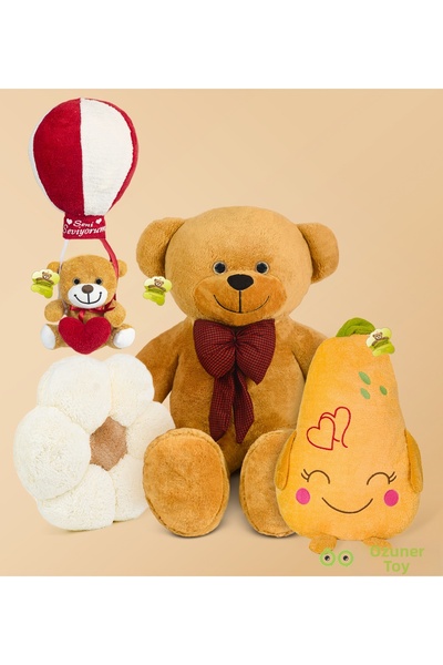 Özgüner Oyuncak Plush Gift Set – 80 cm Teddy Bear, Balloon Teddy Bear, Daisy ...