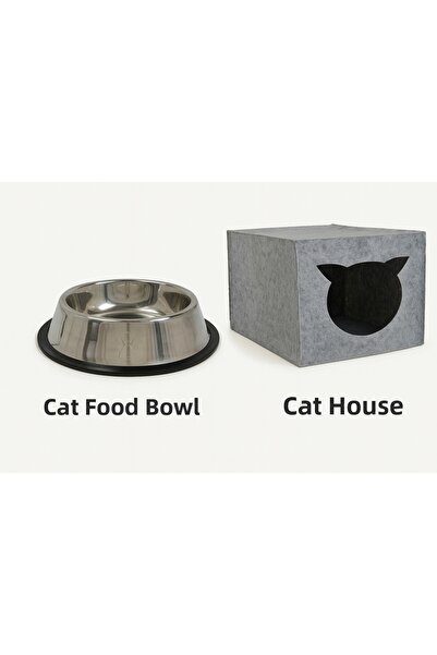 ACELEYOLLA Gray Felt Cat Nest 16 cm Food Organizer Foldable Gray Felt
