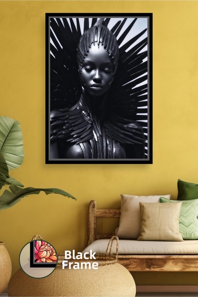 KOSS Dijital Decor de perete cu figura de femeie neagră, design uimitor de po...