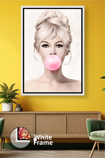 KOSS Dijital Portret iconic de Brigitte Bardot, gumă roz, stil modern pop art...