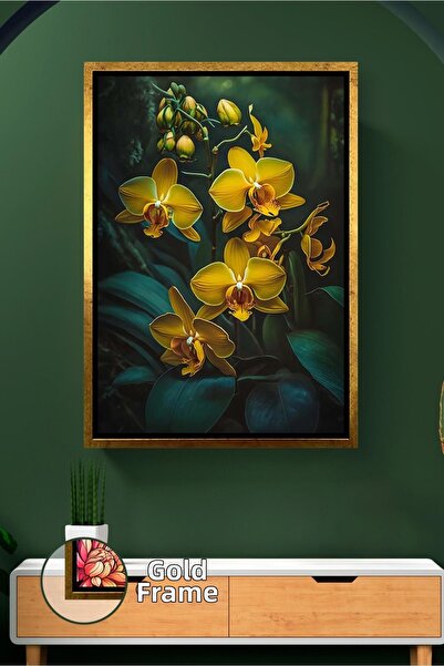 KOSS Dijital Flori de orhidee galbene, inspirate din natura, decor de perete ...