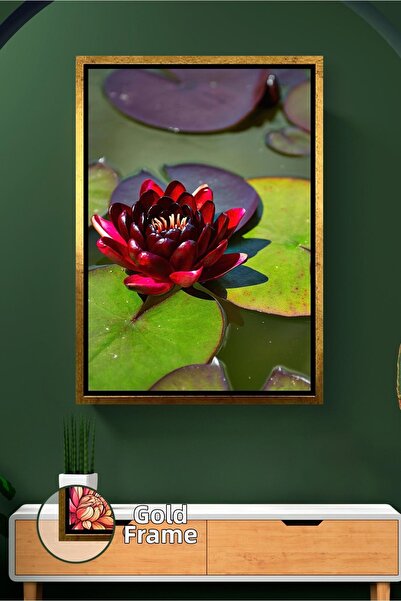 KOSS Dijital Червено водно лилиево цвете, вдъхновено от природата, декорация ...