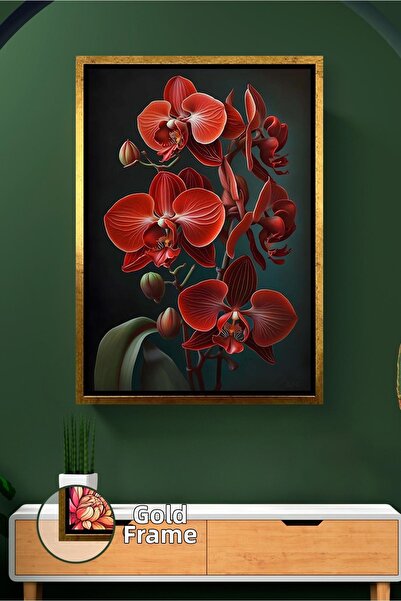 KOSS Dijital Floare de orhidee roșie, decor modern uimitor de perete, imagine...