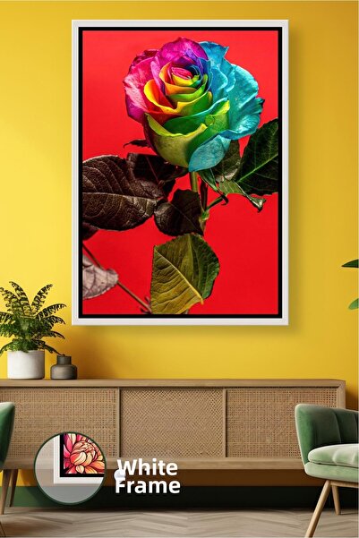 KOSS Dijital Цветна роза Цветя Снимка Ярък червен фон Модерен декоративен сти...