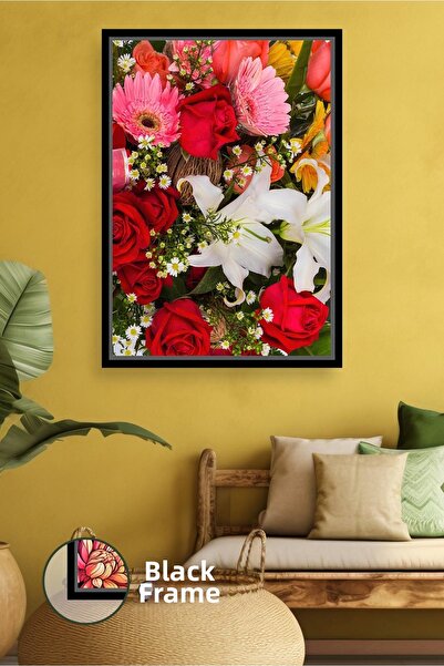 KOSS Dijital Aranjament de flori de trandafir roșu, crin alb, pictură murală,...