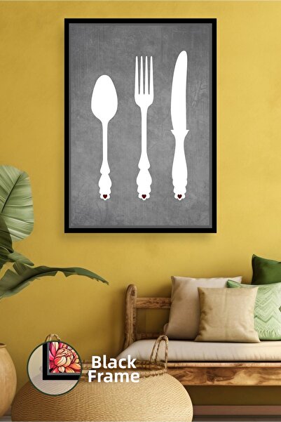 KOSS Dijital Tablou de pânză înrămat cu tematică de bucătărie minimă – Decor ...