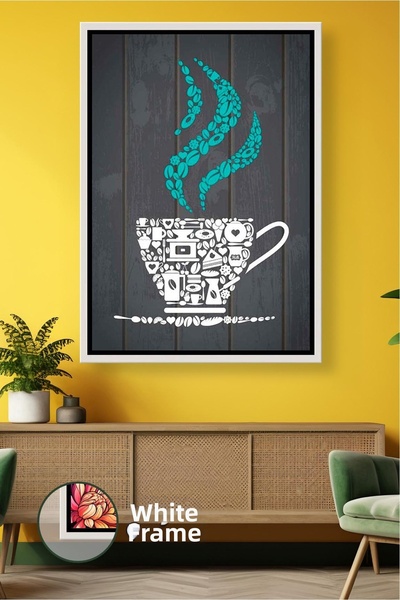 KOSS Dijital Tablou modern pe pânză cu tematică cafea – Decor de perete de bu...
