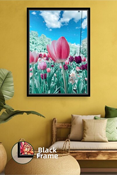 KOSS Dijital Pictură pe pânză cu flori elegante, înrămată, pentru sufragerie ...