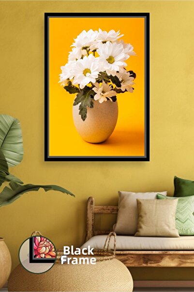 KOSS Dijital Fundal galben Buchet de margarete albe Decor luminos pentru casa...