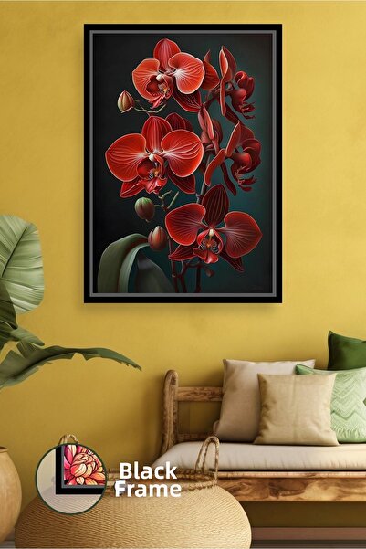 KOSS Dijital Floare de orhidee roșie, decor modern uimitor de perete, imagine...