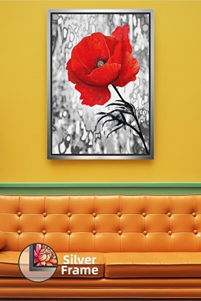 KOSS Dijital Ornament de perete cu flori de papaver roșu, decorare pentru cas...