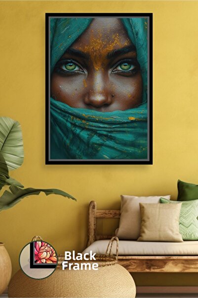 KOSS Dijital Portret misterios de femeie în tonuri de verde, decor modern de ...