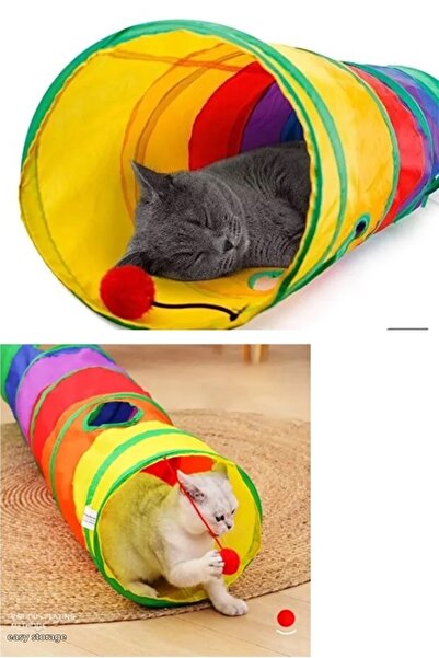 VitaBuddy Flat Cat Tunnel Folding Rainbow Pet Play Tunnel 117 cm