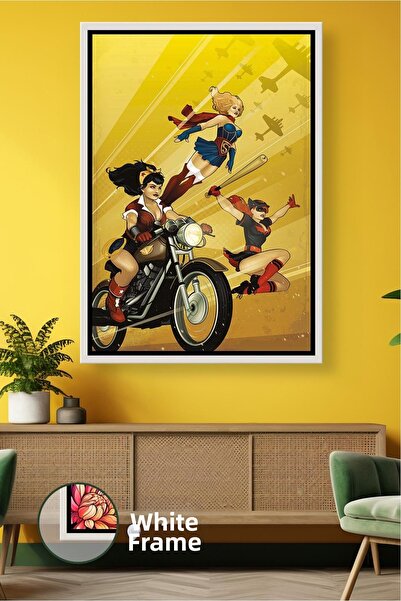 KOSS Dijital Wonder Woman Supergirl Batgirl Pictură pe pânză înrămată cu supe...