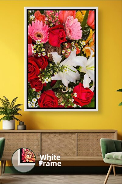 KOSS Dijital Aranjament de flori de trandafir roșu, crin alb, pictură murală,...