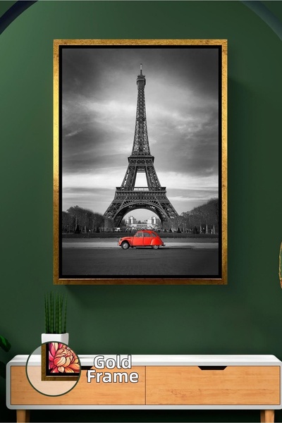 KOSS Dijital Pictură pe pânză înrămată cu tematică de oraș modern, roșu, negr...