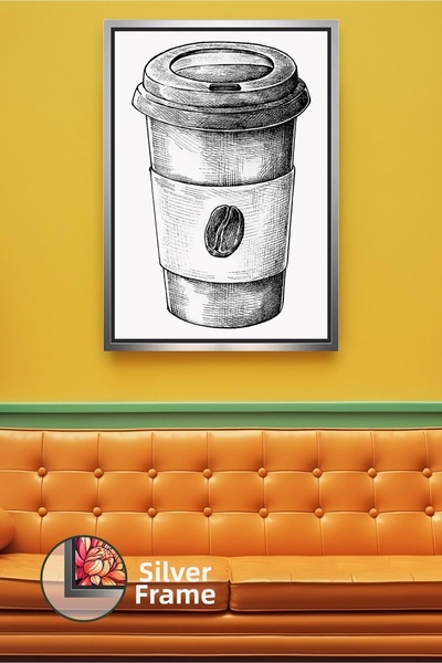 KOSS Dijital Ilustrație boemă minimală cu ceașcă de cafea, pictură pe pânză î...