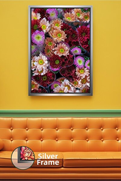 KOSS Dijital Tablou decorativ cu model de flori de crizantemă colorată, tablo...