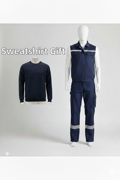 Secura İş Güvenliği Set 7*7 Quilted Fiber Inside the Vest + Pants Winter Swea...