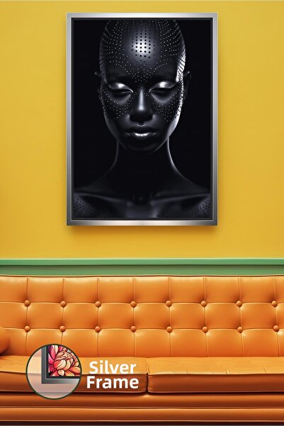 KOSS Dijital Pictură pe pânză înrămată cu model de puncte negre, față de feme...