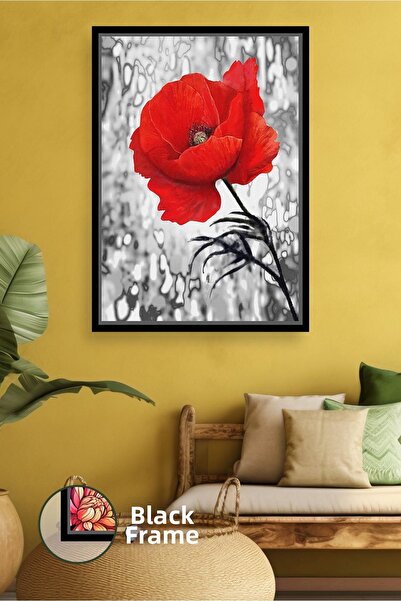 KOSS Dijital Ornament de perete cu flori de papaver roșu, decorare pentru cas...