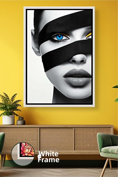 KOSS Dijital Μοντέρνος πίνακας σε καμβά με κορνίζα, με λεπτομέρεια μπλε μάτια...