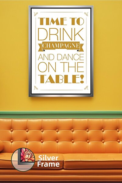 KOSS Dijital Decor de perete cu tipografie tematică de șampanie, pictură pe p...