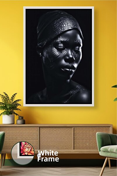 KOSS Dijital Portret de femeie cu detaliu al feței în tonuri de negru, decor ...