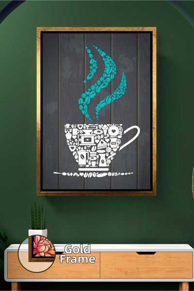 KOSS Dijital Tablou modern pe pânză cu tematică cafea – Decor de perete de bu...