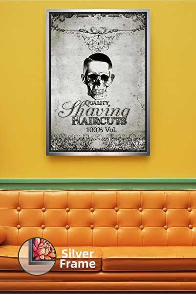 KOSS Dijital Pictură pe pânză înrămată cu design de craniu pentru frizerii și...