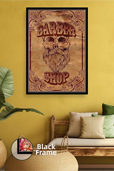 KOSS Dijital Εκτύπωση σε καμβά με ρετρό ανδρικό κρανίο με γένια με κείμενο Ba...