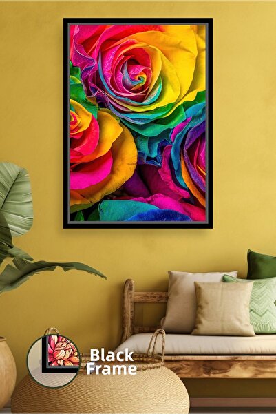 KOSS Dijital Fotografie de flori de trandafir colorate curcubeu, tonuri vii, ...