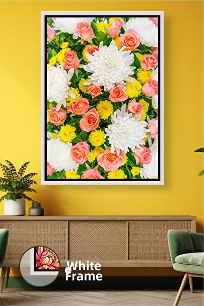 KOSS Dijital Розова роза и бяла хризантема с флорален мотив Декоративна карти...