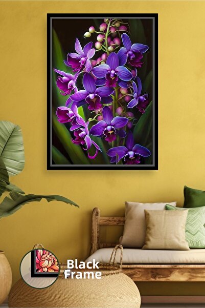 KOSS Dijital Decorare de perete pentru sufragerie și living, cu flori de orhi...