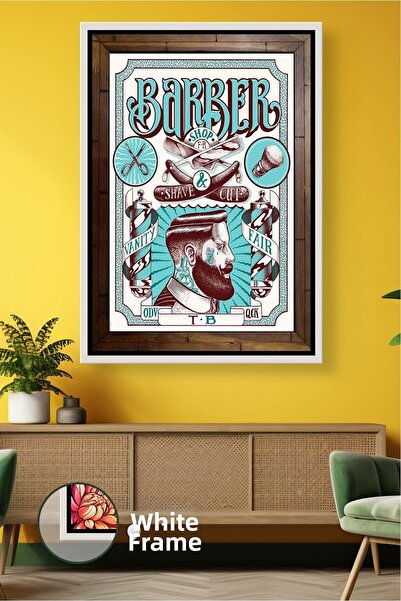 KOSS Dijital Classic Barber Shop Portrait Wall Decor Men's Barber Shop Concep...