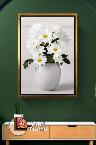 KOSS Dijital Tablou decorativ cu flori de margarete albe Tablou de pânză înră...