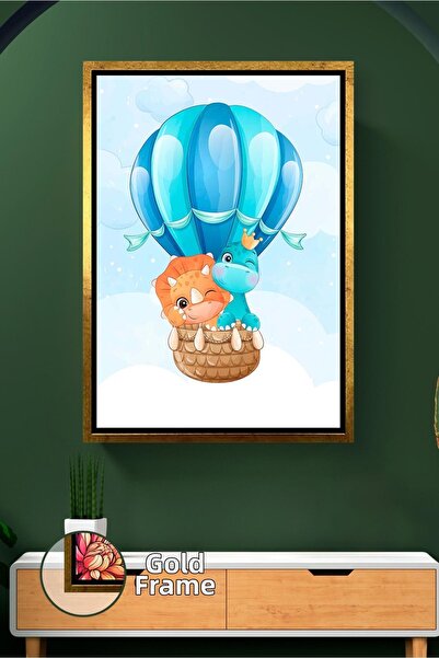 KOSS Dijital Tablou de pânză cu cadru, cu tematică de zbor cu dinozauri drăgu...