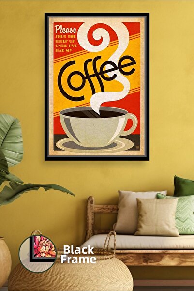 KOSS Dijital Decor de perete tipografic cu tematică retro cafea, pictură pe p...